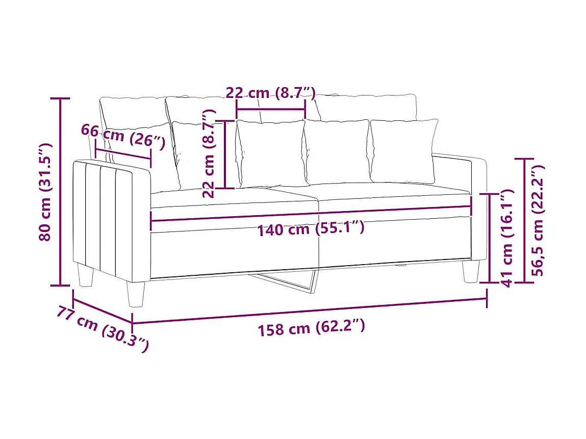 2-Sitzer-Sofa Taupe 140 cm Stoff