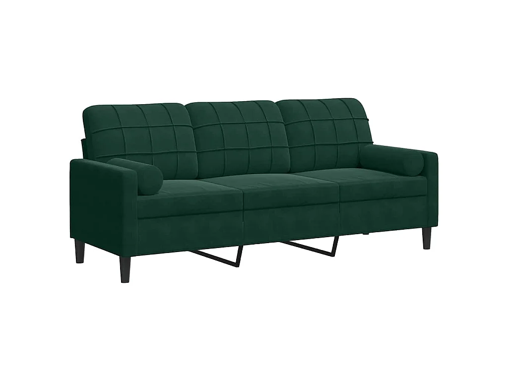 3-Sitzer-Sofa mit Zierkissen Dunkelgrün 180 cm Samt