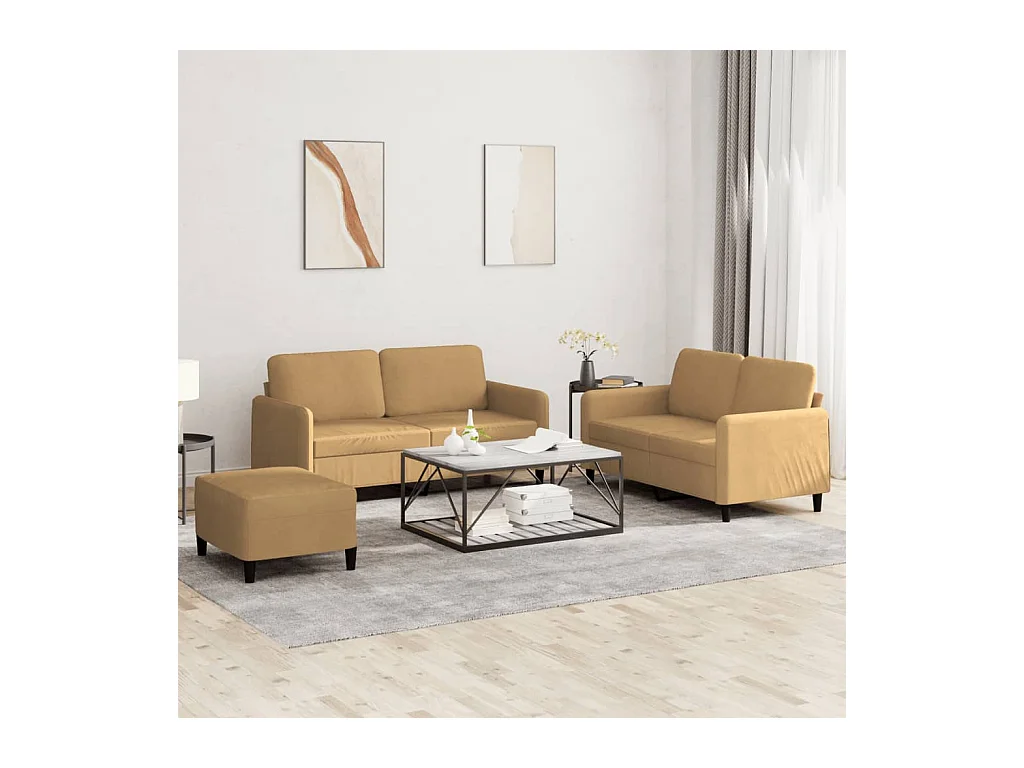 Ensemble de canapés 3 pcs marron velours