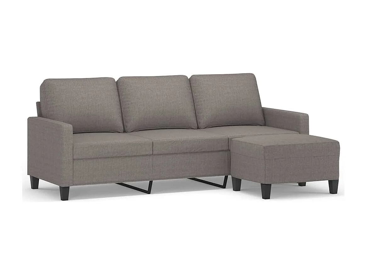 Sofá de 3 plazas con taburete de tela gris taupe 180 cm