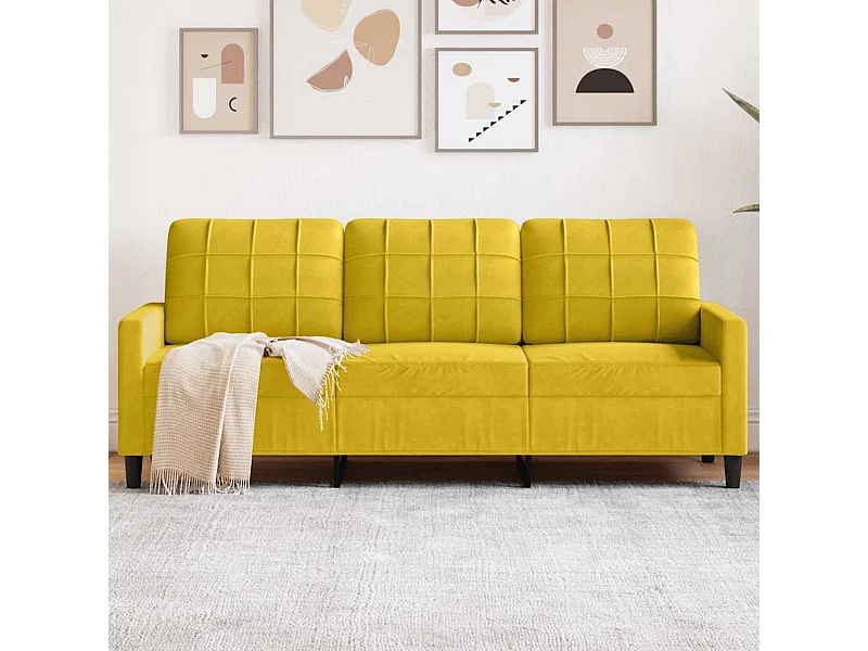 Canapé à 3 places Jaune 180 cm Velours