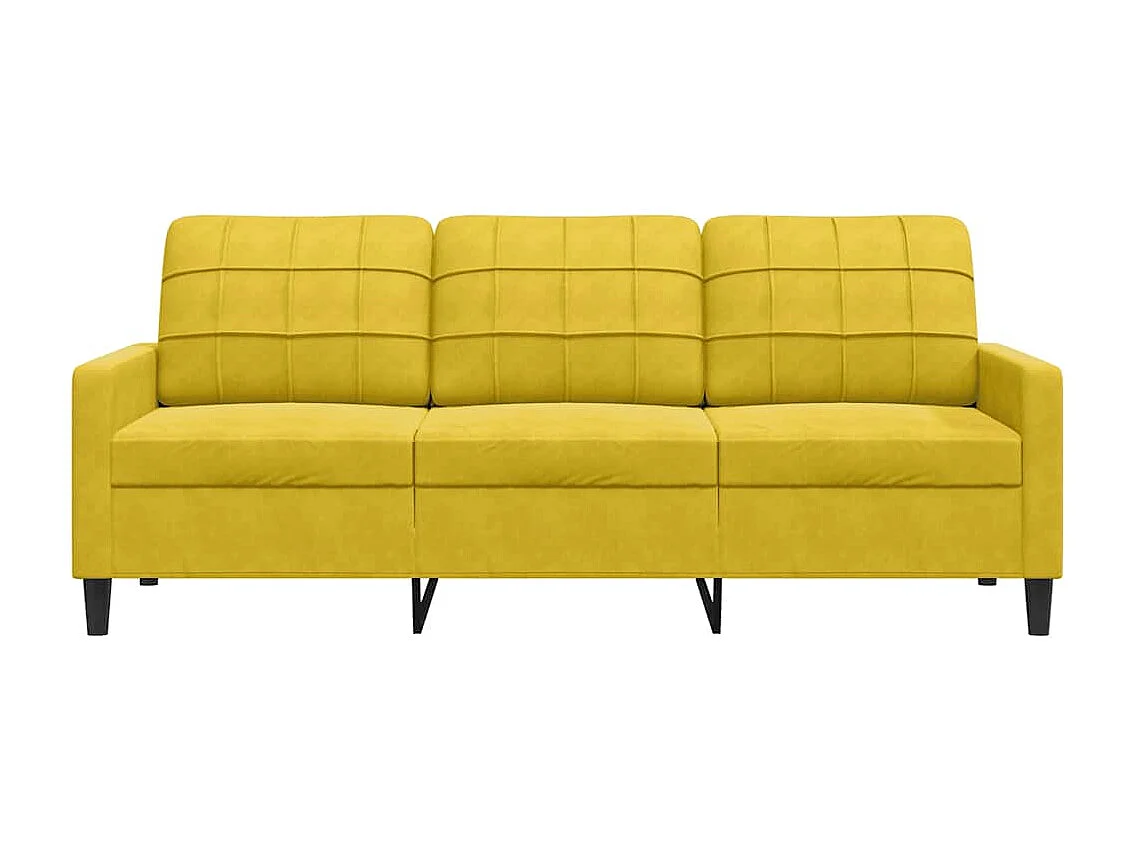 Canapé à 3 places Jaune 180 cm Velours