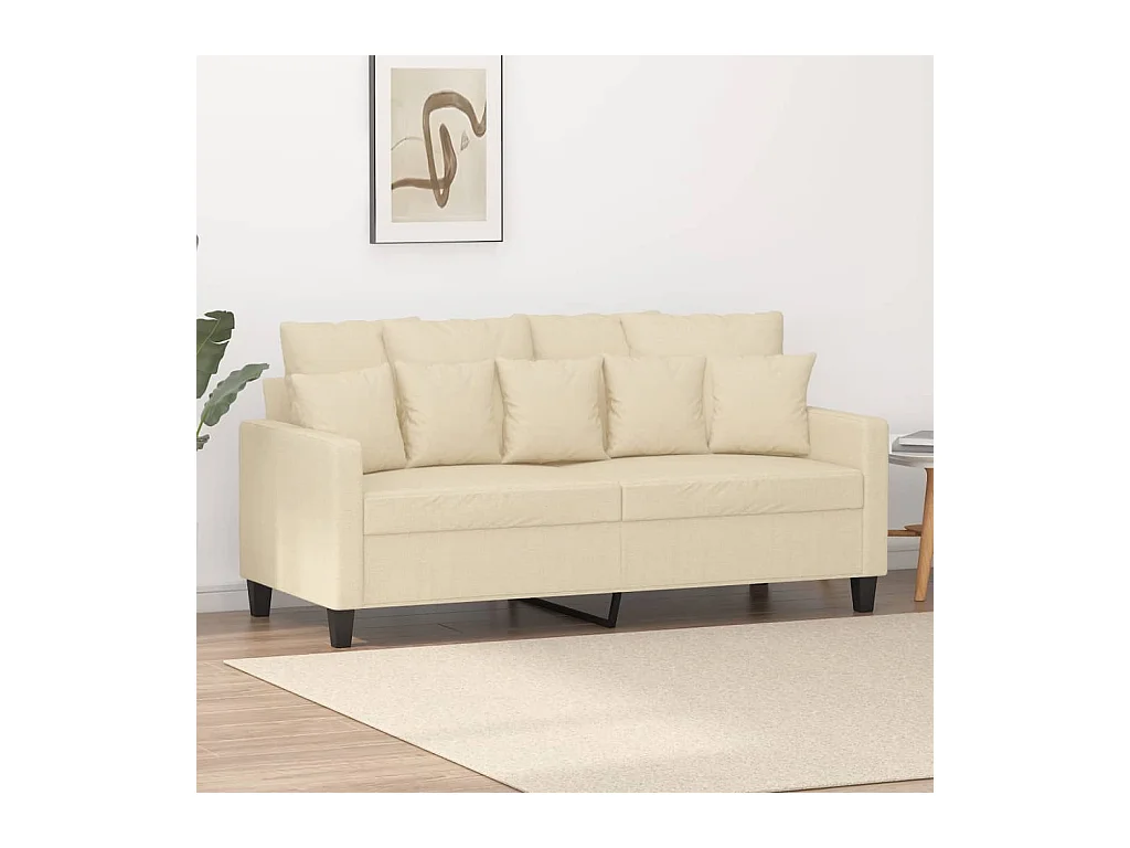 Canapé à 2 places Crème 140 cm Tissu