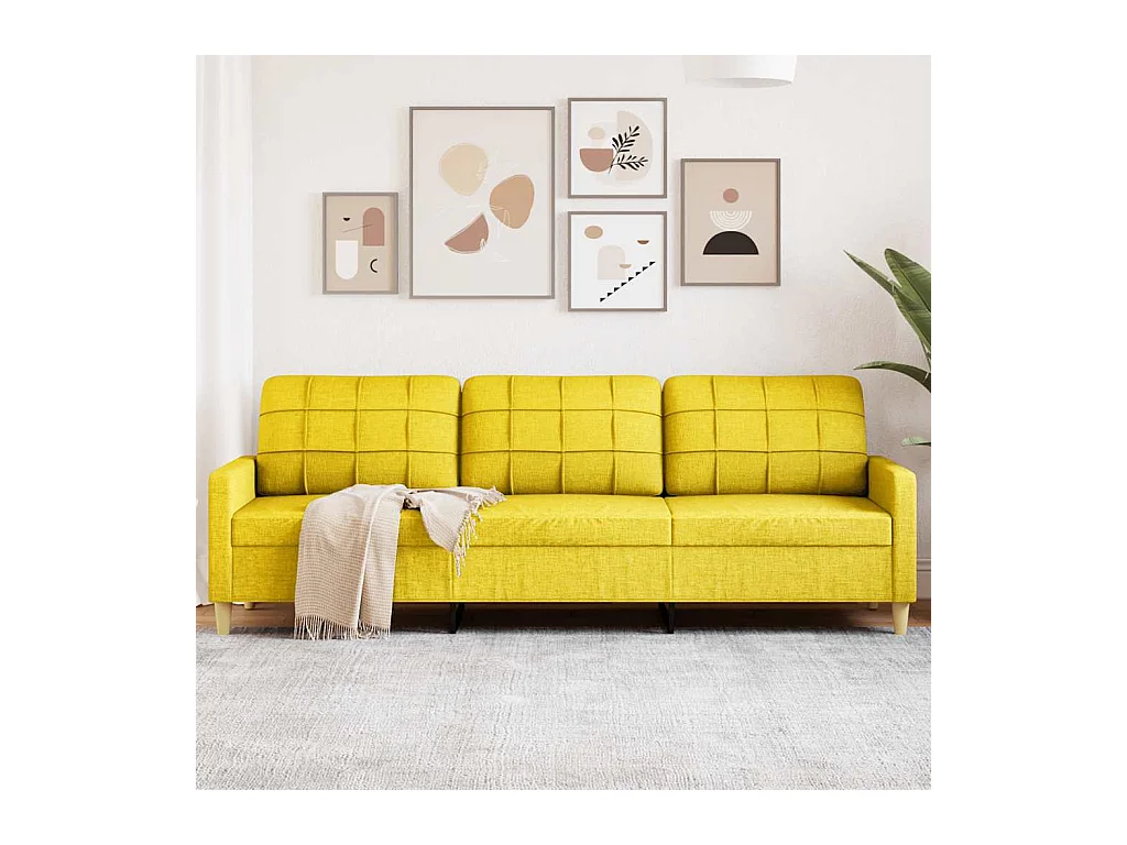 Canapé à 3 places Jaune clair 210 cm Tissu