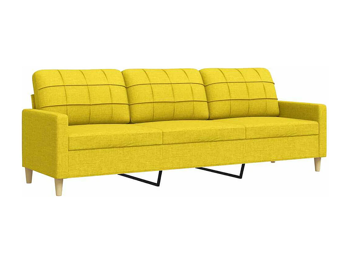 Divano a 3 Posti Giallo 210 cm in Tessuto
