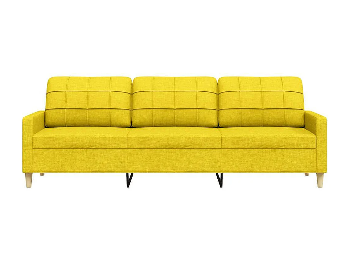 Divano a 3 Posti Giallo 210 cm in Tessuto