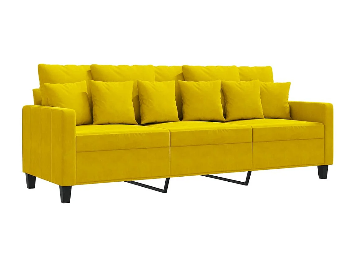 Driezitsbank 180 cm fluweel geel