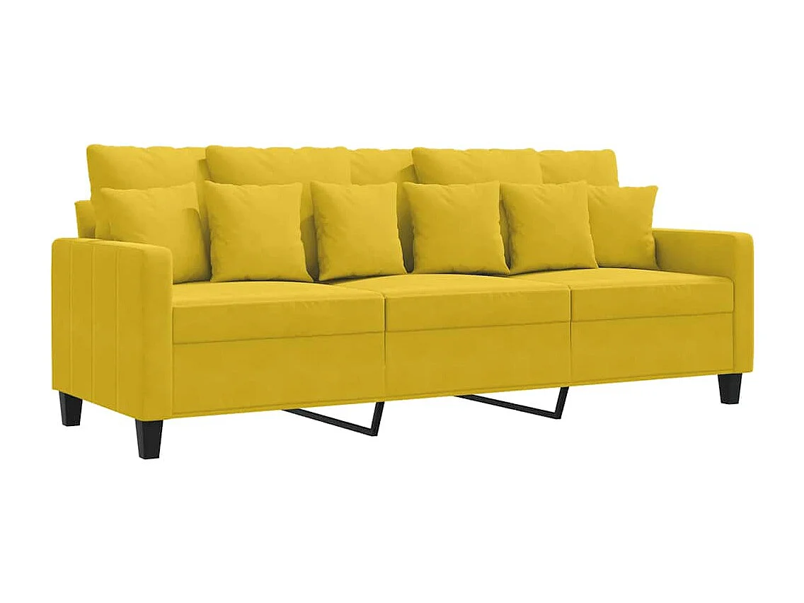 Driezitsbank 180 cm fluweel geel