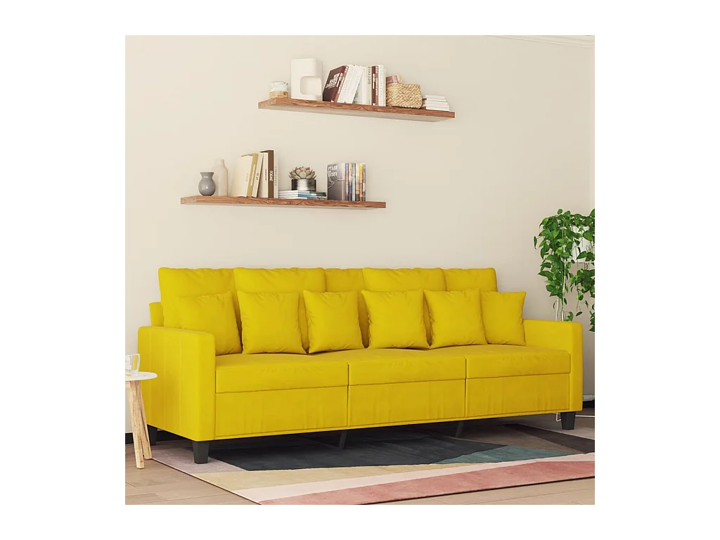 Driezitsbank 180 cm fluweel geel