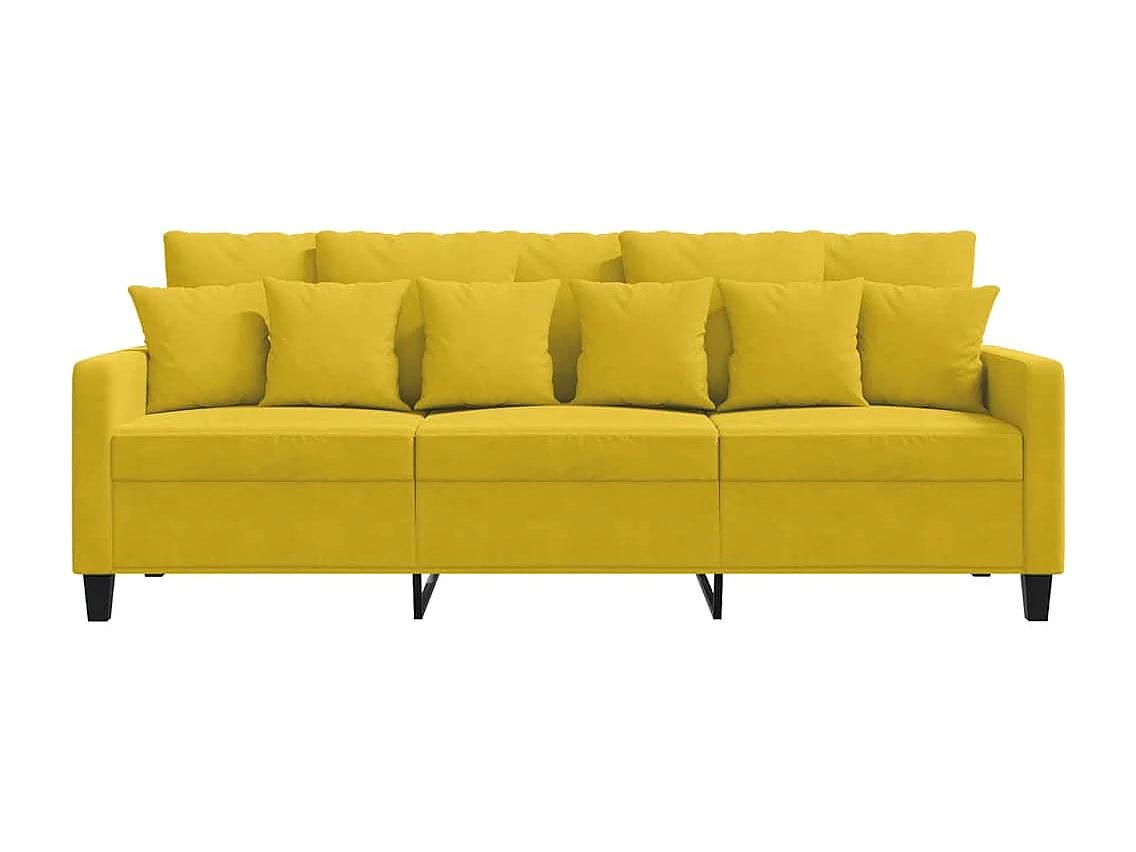 Canapé à 3 places Jaune 180 cm Velours