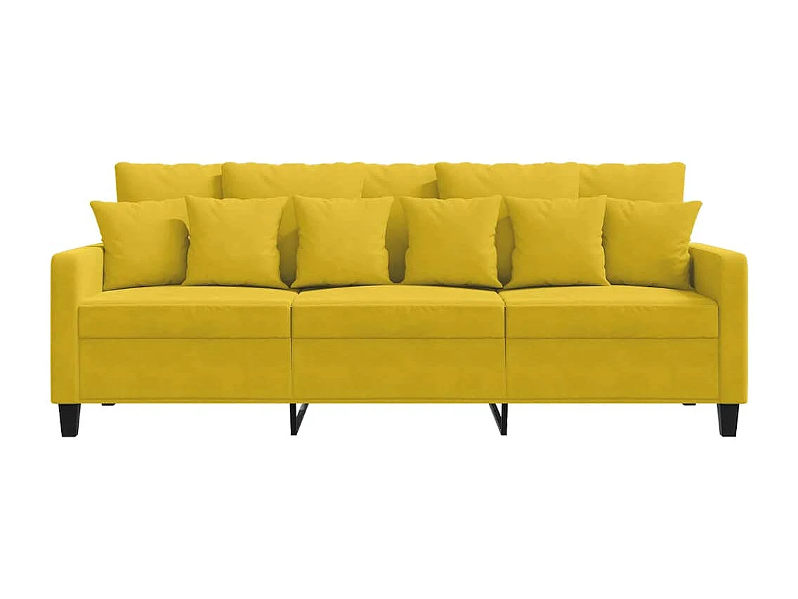 Driezitsbank 180 cm fluweel geel