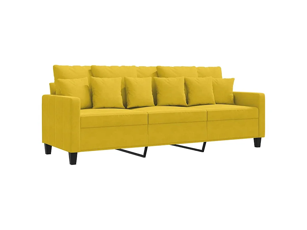Canapé à 3 places Jaune 180 cm Velours
