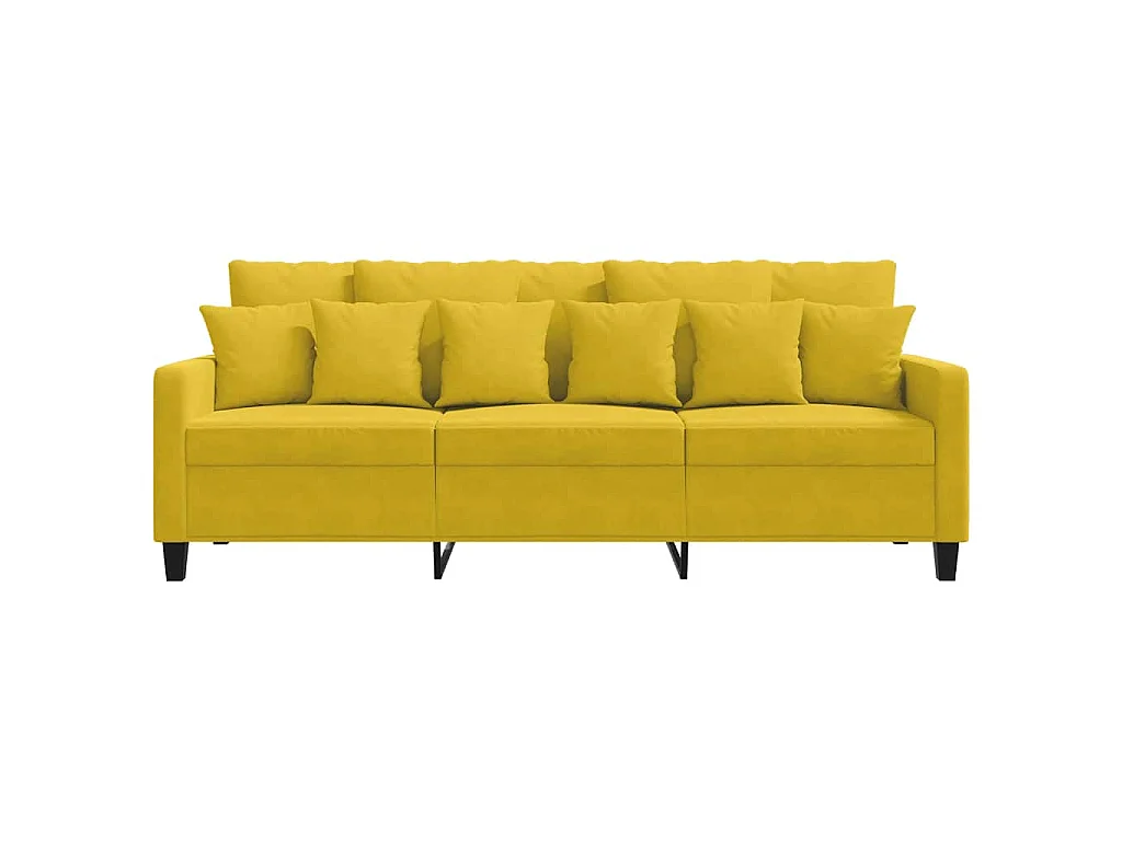 Canapé à 3 places Jaune 180 cm Velours