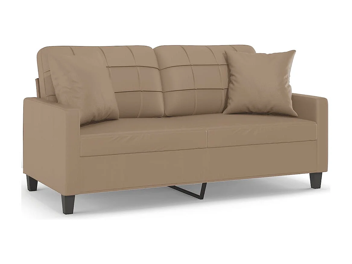 Canapé 2 places avec oreillers cappuccino 140 cm similicuir