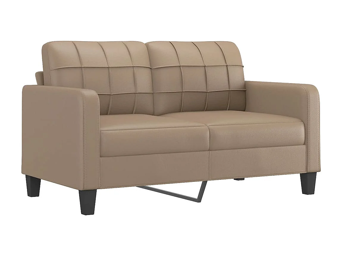Canapé 2 places avec oreillers cappuccino 140 cm similicuir
