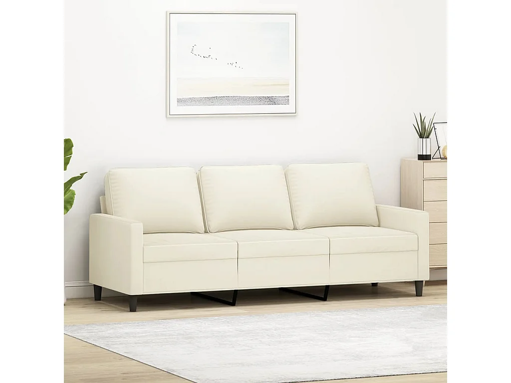 Sofá de 3 plazas terciopelo color crema 180 cm