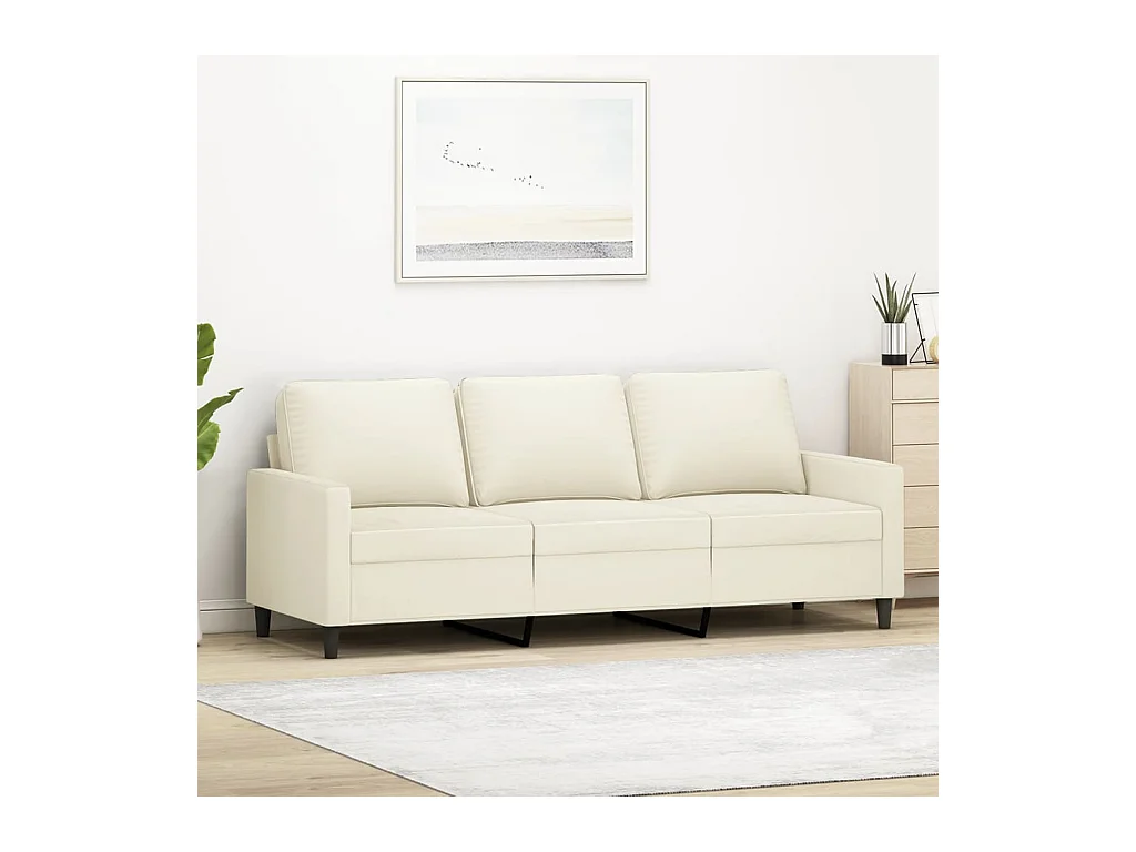 Driezitsbank 180 cm fluweel crèmekleurig