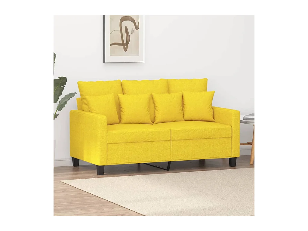 Canapé à 2 places Jaune clair 120 cm Tissu