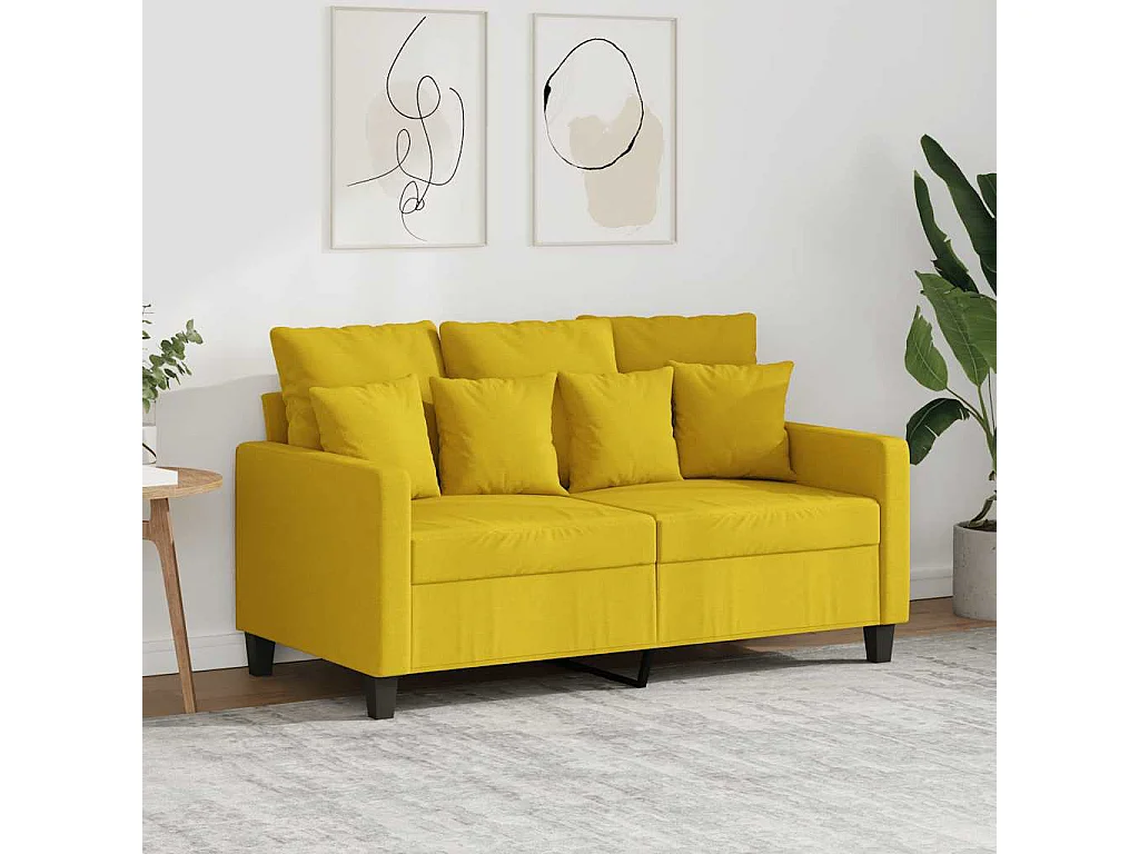 Canapé à 2 places Jaune clair 120 cm Tissu