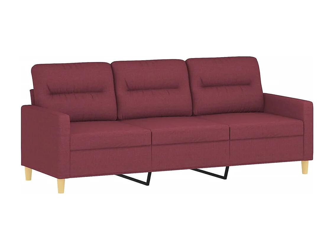 Canapé à 3 places avec repose-pieds Rouge bordeaux 180 cm Tissu