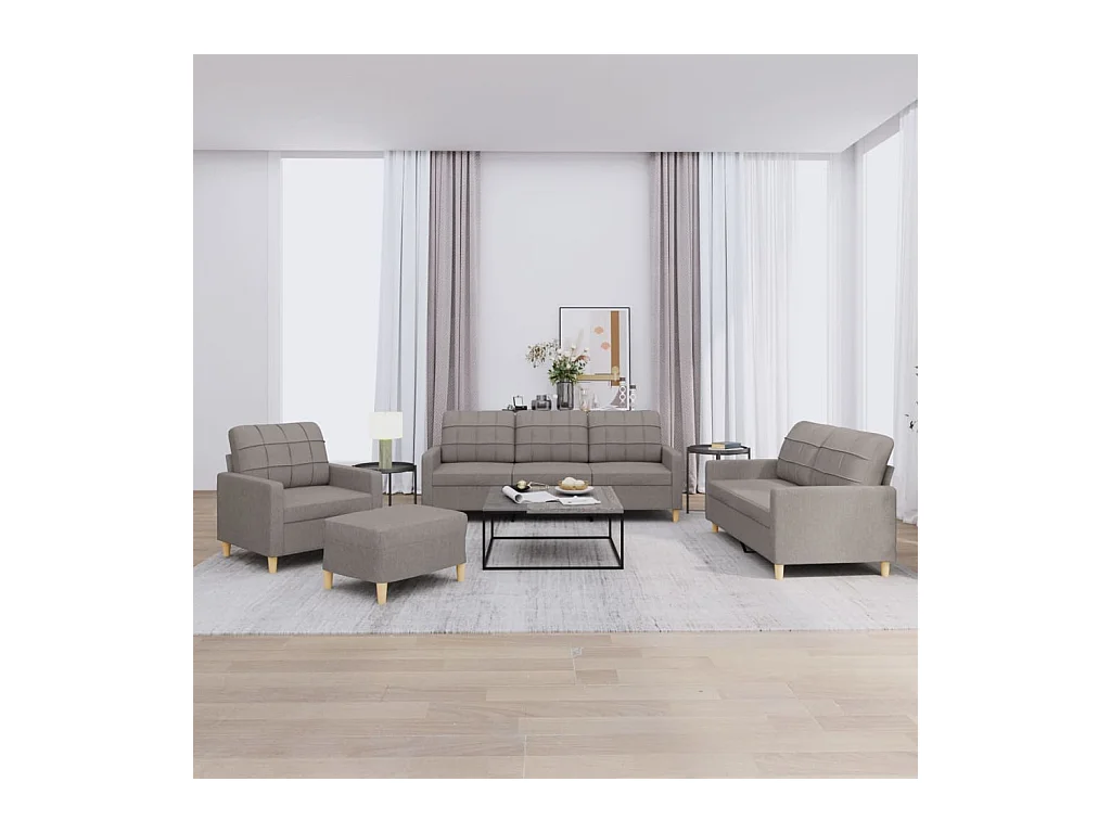 Juego de sofás con cojines 4 piezas tela gris taupe