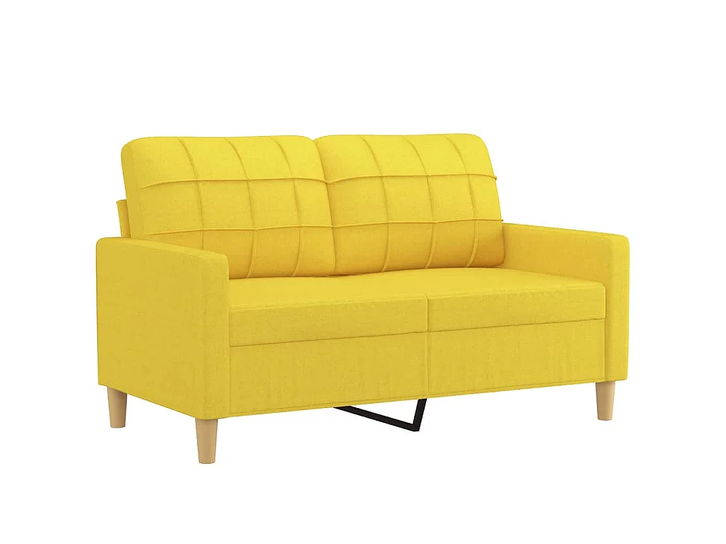 Tweezitsbank met sierkussens 120 cm stof lichtgeel