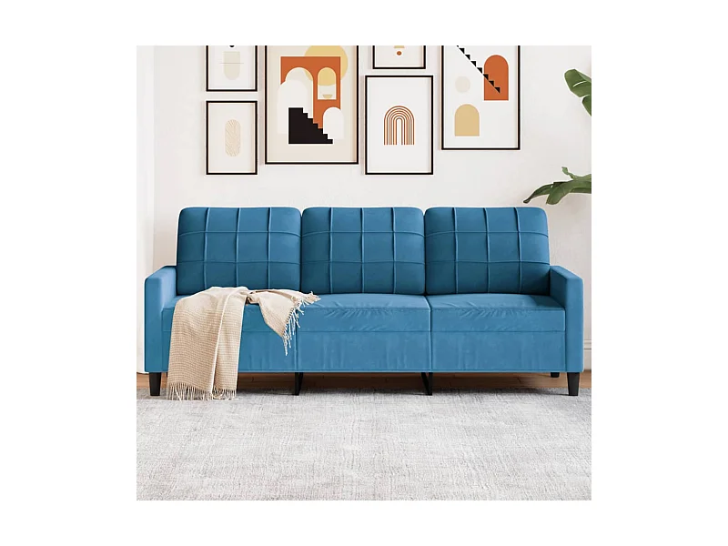 Divano a 3 Posti Blu 180 cm in Velluto