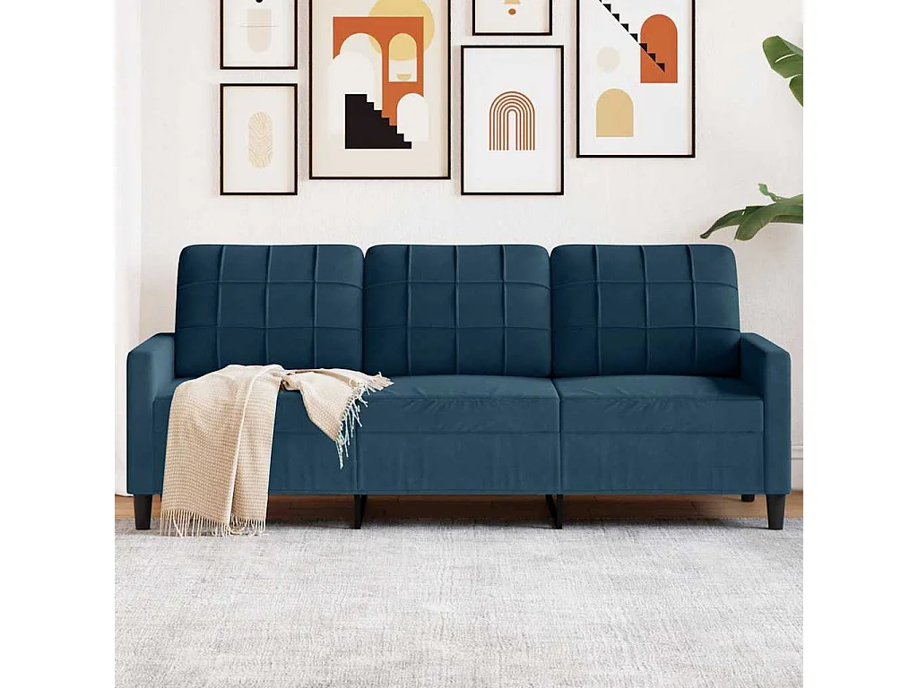 Driezitsbank 180 cm fluweel blauw