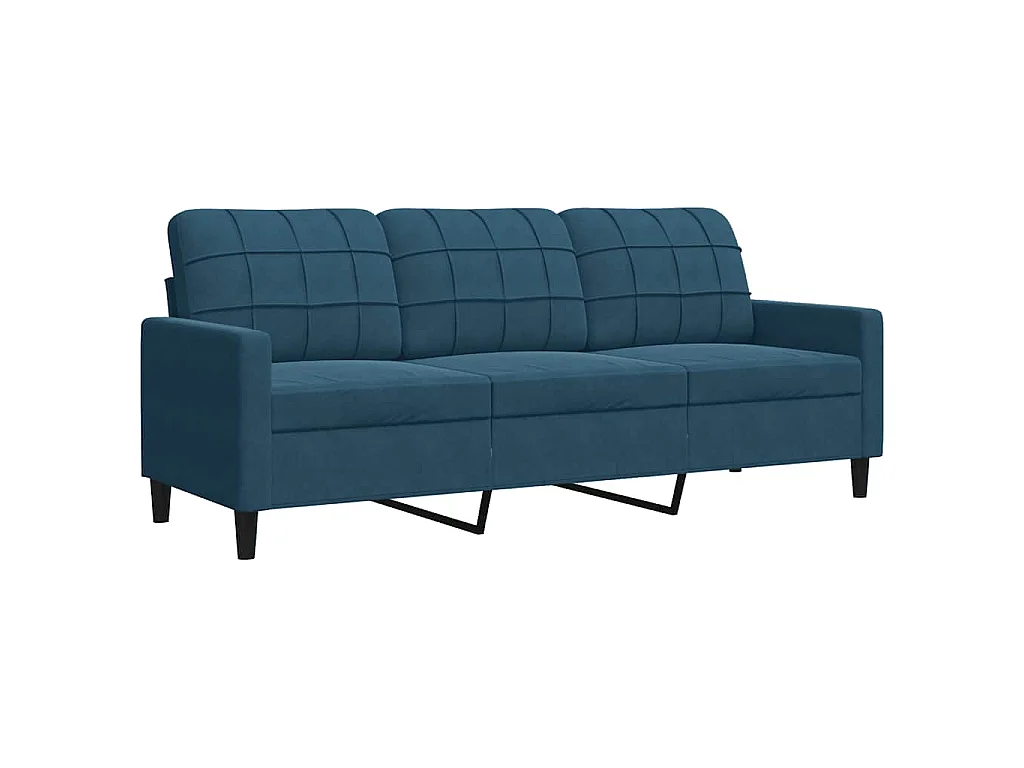 Driezitsbank 180 cm fluweel blauw