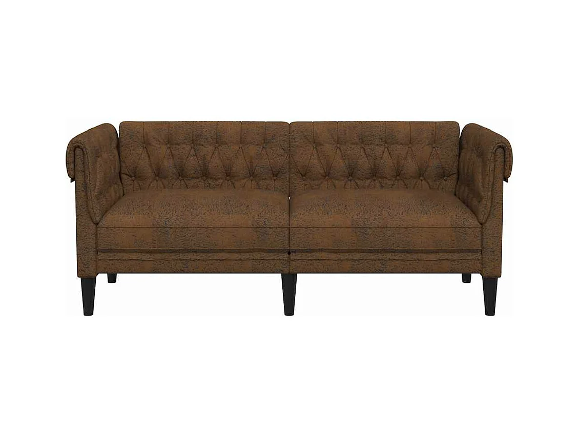 Tweezitsbank Chesterfield-stijl stof bruin