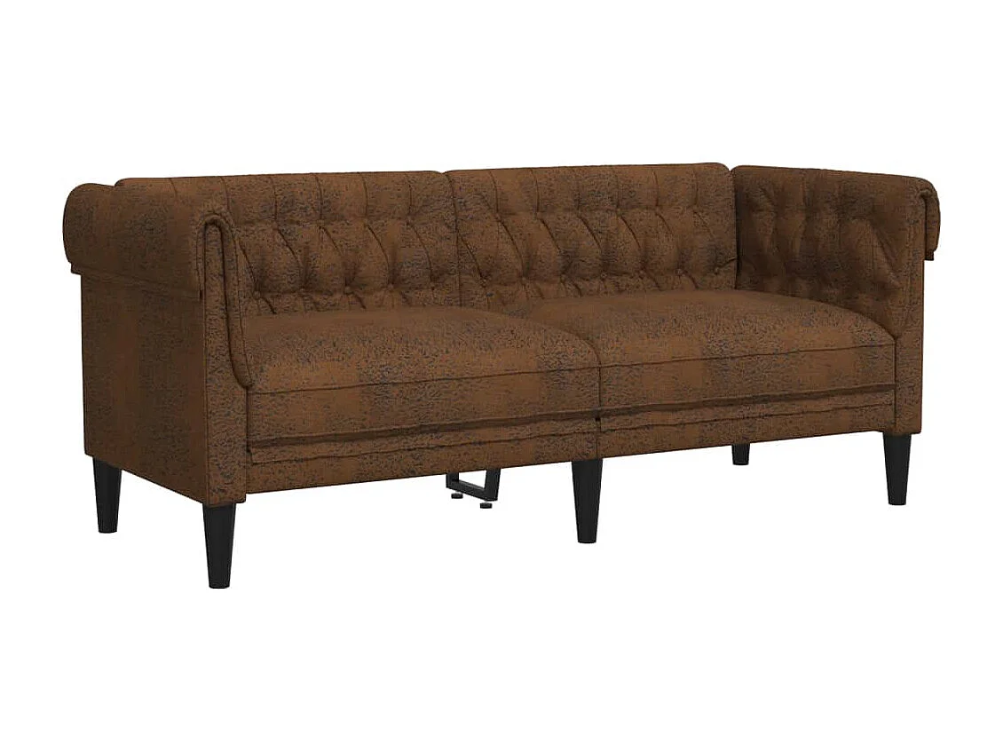 Chesterfield-Sofa 2-Sitzer Braun Stoff