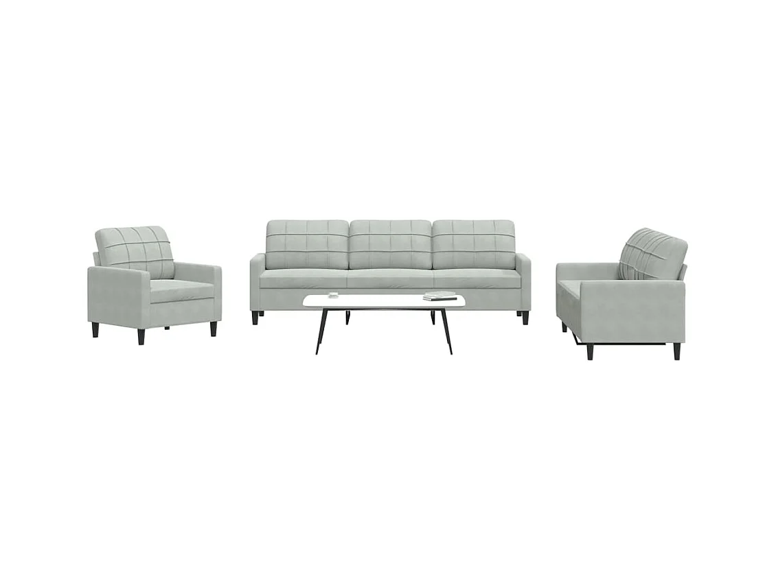 Ensemble de canapés 4 pcs avec coussins Gris clair Velours