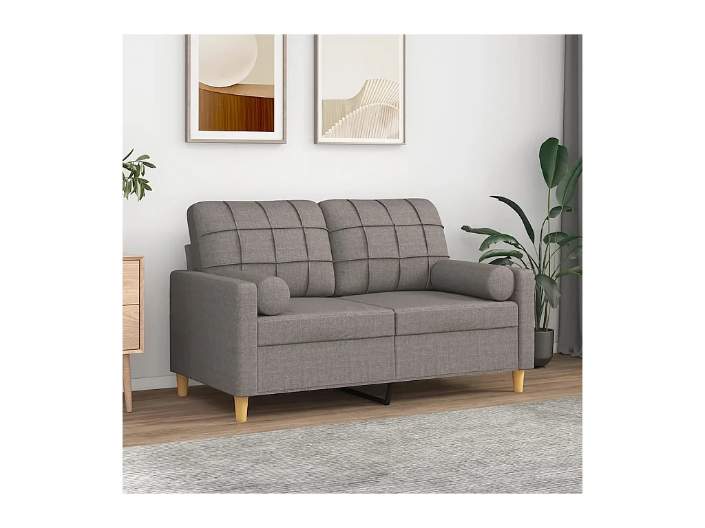 2-Sitzer-Sofa mit Zierkissen Taupe 120 cm Stoff