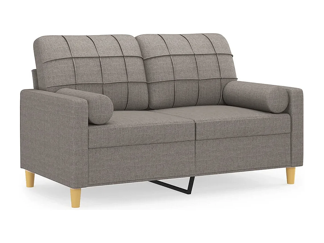 Tweezitsbank met sierkussens 120 cm stof taupe