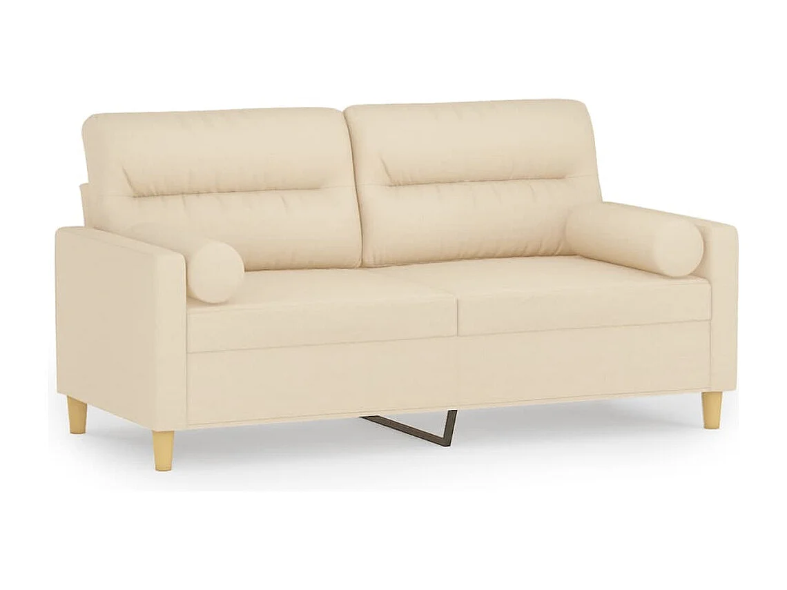 Canapé 2 places avec oreillers décoratifs crème 140 cm tissu