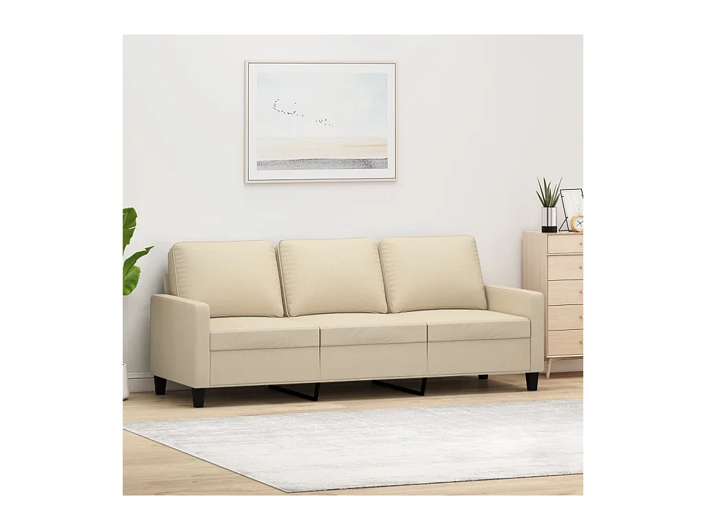 Canapé à 3 places Crème 180 cm Tissu