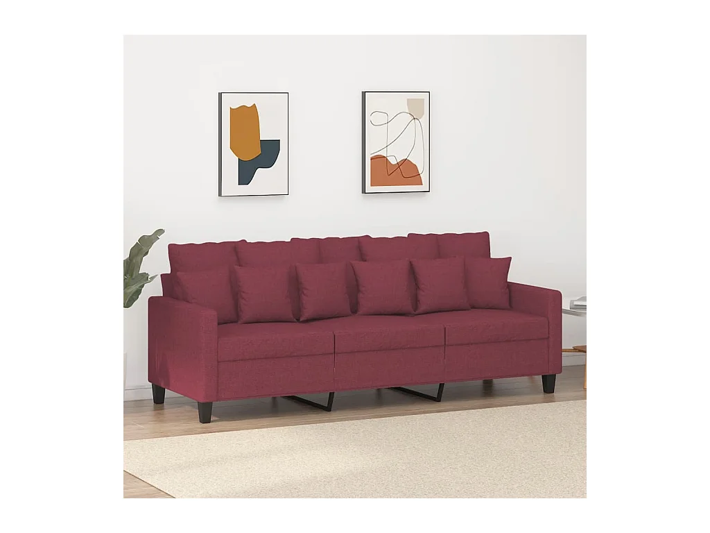 Driezitsbank 180 cm stof wijnrood