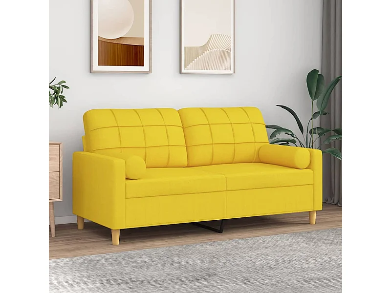 Canapé 2 places avec oreillers jaune clair 140 cm tissu