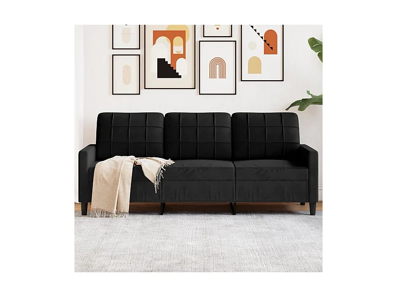 3-Sitzer-Sofa Schwarz 180 cm Samt