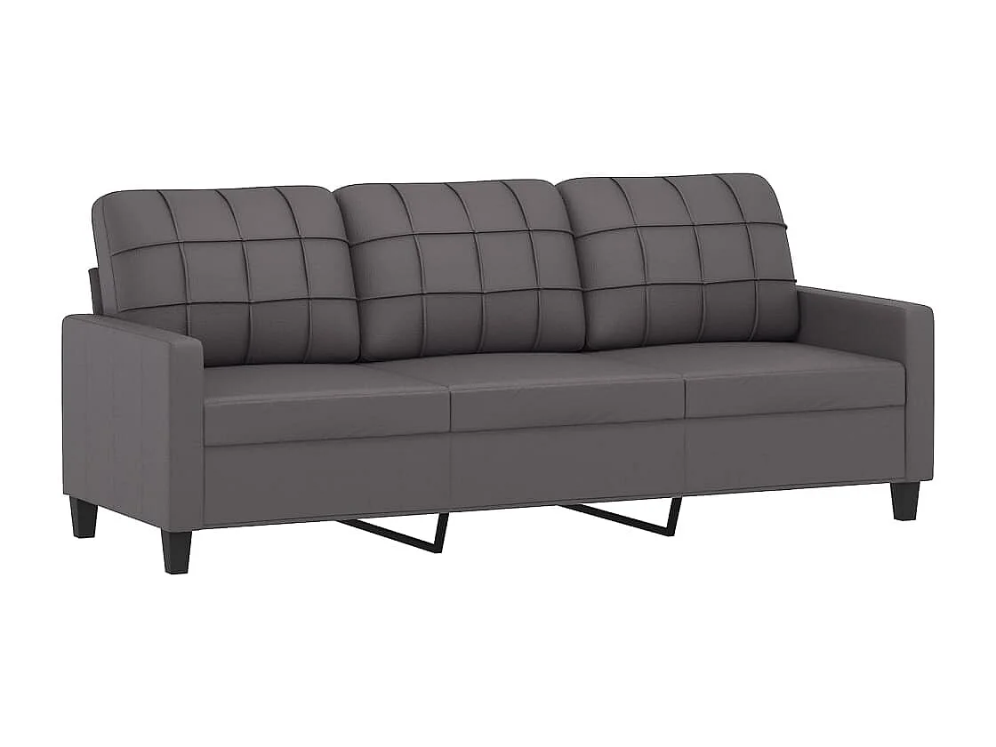 3-delige Loungeset met kussens kunstleer grijs