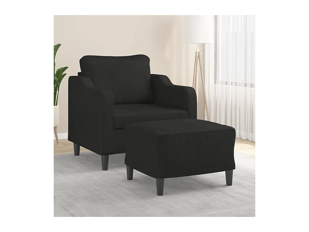 Sessel mit Hocker Schwarz 60 cm Stoff
