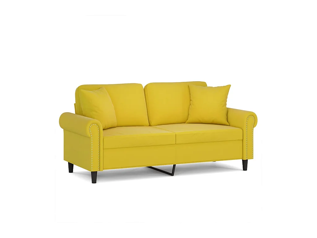2-Sitzer-Sofa mit Zierkissen Gelb 140 cm Samt