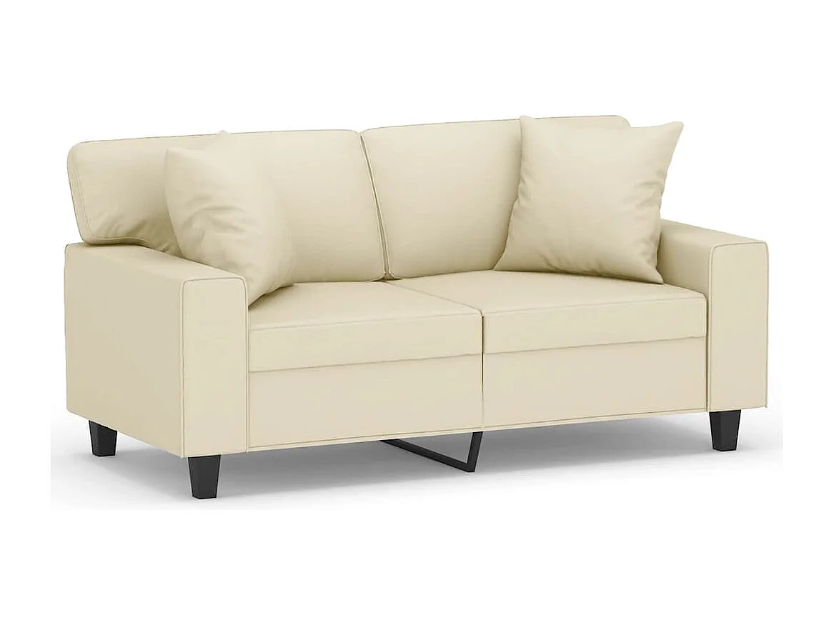 Tweezitsbank met sierkussens 120 cm kunstleer crèmekleurig