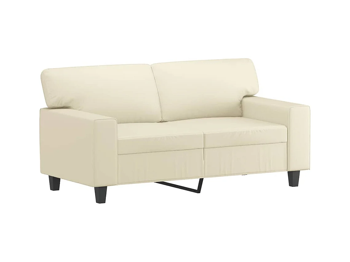 Canapé 2 places avec oreillers crème 120 cm similicuir