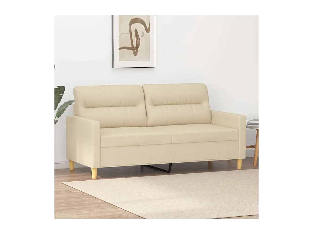 Canapé à 2 places Crème 140 cm Tissu