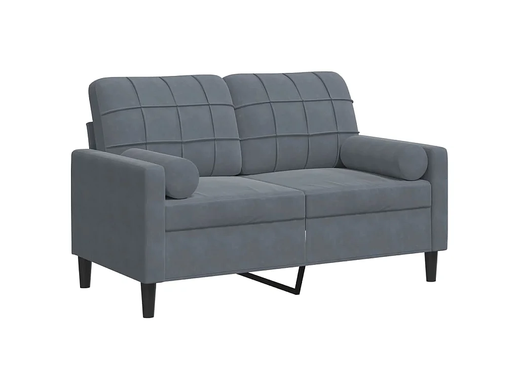 Canapé 2 places avec oreillers gris foncé 120 cm velours