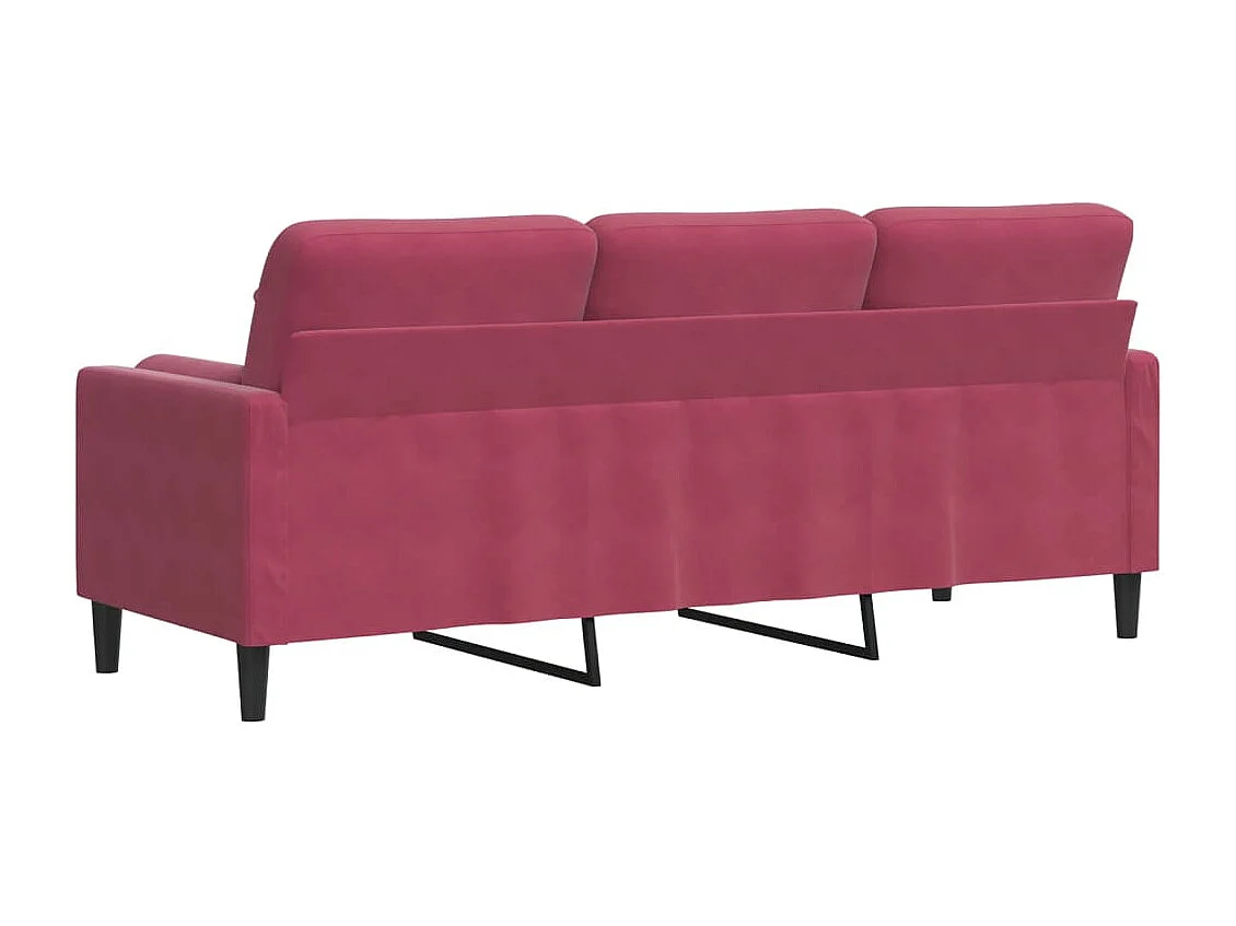 Canapé 3 places avec oreillers bordeaux 180 cm velours