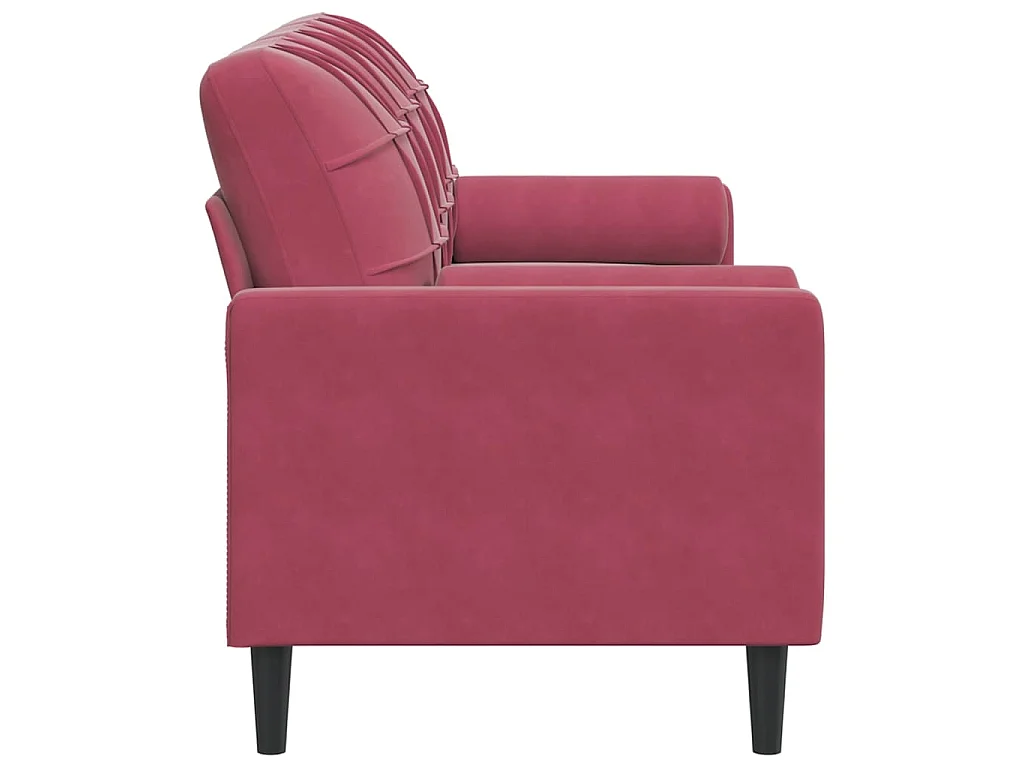 Driezitsbank met sierkussens 180 cm stof wijnrood