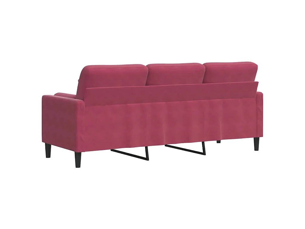 Driezitsbank met sierkussens 180 cm stof wijnrood