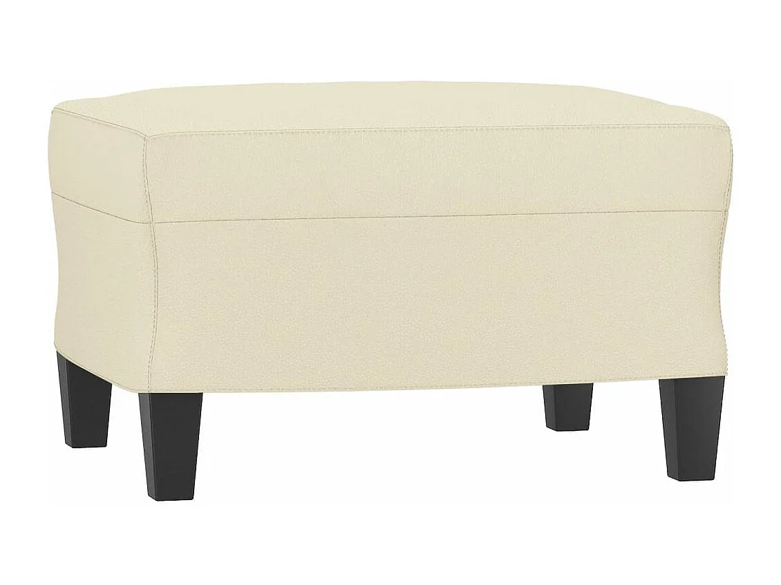 3-Sitzer-Sofa mit Hocker Creme 180 cm Kunstleder